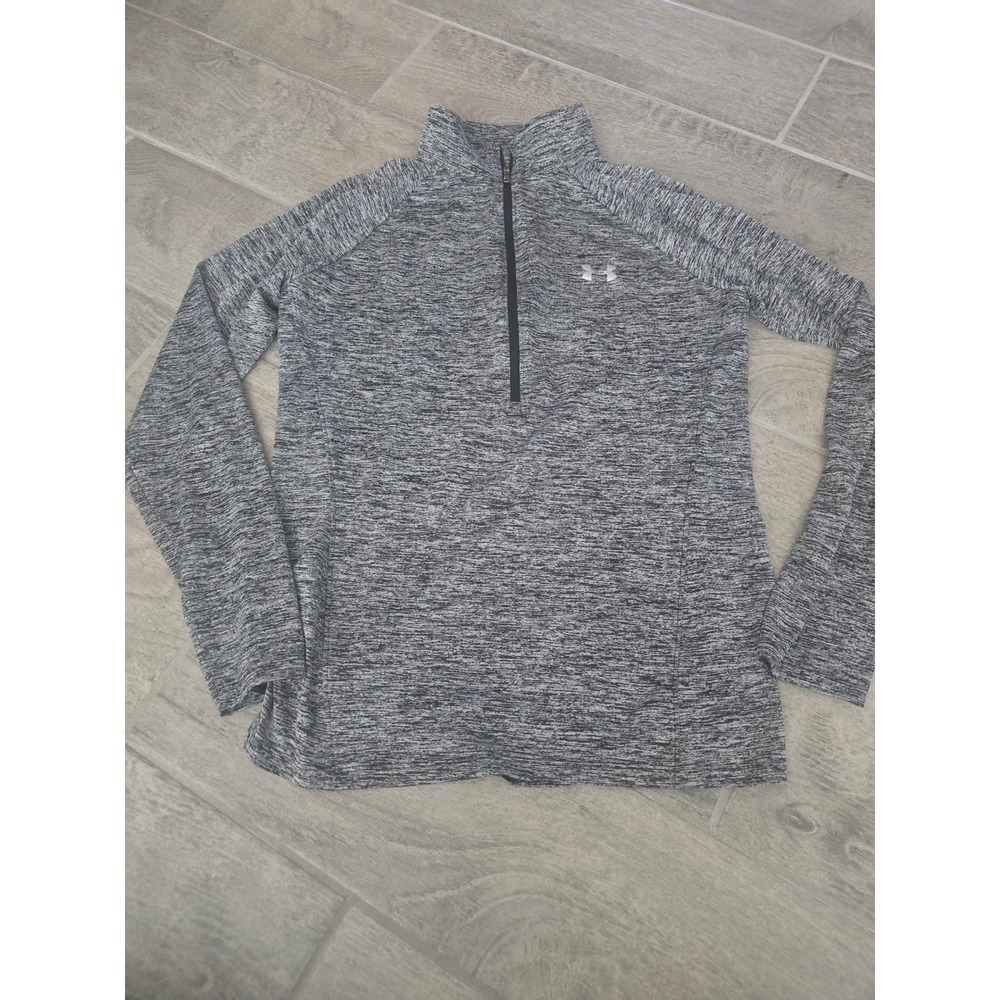 Under Armour Womens HeatGear‎ 1/4 Zip Pullover Heathered Gray Loose Fit Medium